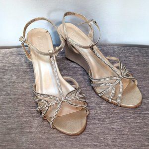 David's Bridal Nora Strappy Rhinestone Wedge (Champagne)